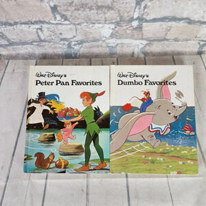 Walt Disney 1973 Vintage  Hardcover Book Set Peter Pan Favorites Dumbo Favorites